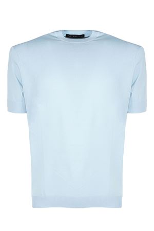 T-shirt in maglia di misto viscosa celeste LOW BRAND | LM26001E048